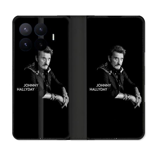 Housse Cuir Portefeuille Pour Xiaomi 17T Musique Johnny Hallyday Noir