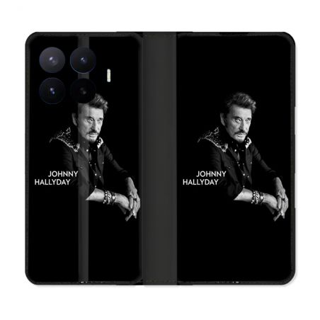 Housse Cuir Portefeuille Pour Xiaomi 17T Musique Johnny Hallyday Noir