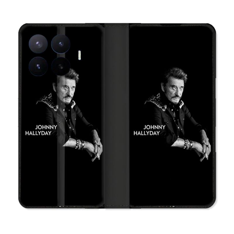Housse Cuir Portefeuille Pour Xiaomi 17T Musique Johnny Hallyday Noir