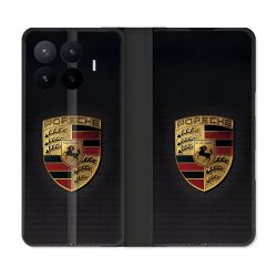 Housse Cuir Portefeuille Pour Xiaomi 17T Porsche Carbone