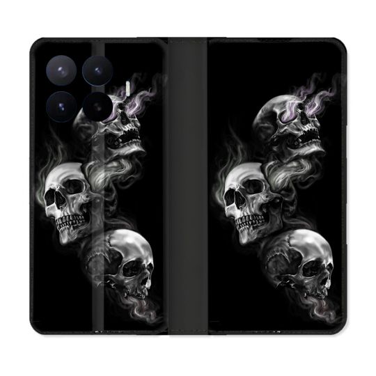 Housse Cuir Portefeuille Pour Xiaomi 17T Tete de Mort Triple