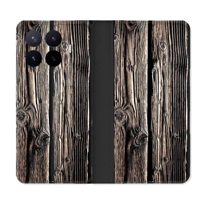 Housse Cuir Portefeuille Pour Xiaomi 17T Texture Bois