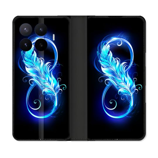 Housse Cuir Portefeuille Pour Xiaomi 17T Texture Plume Infini Bleu