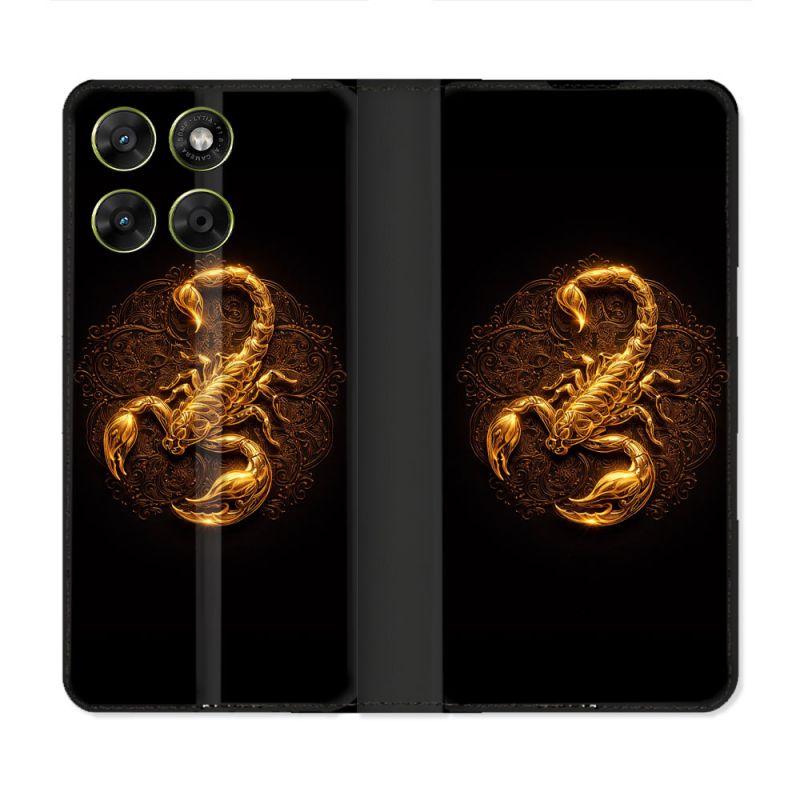 Housse Cuir Portefeuille Pour Motorola Moto G67 / G77 / G87 Animal Scorpion Fresque 2026