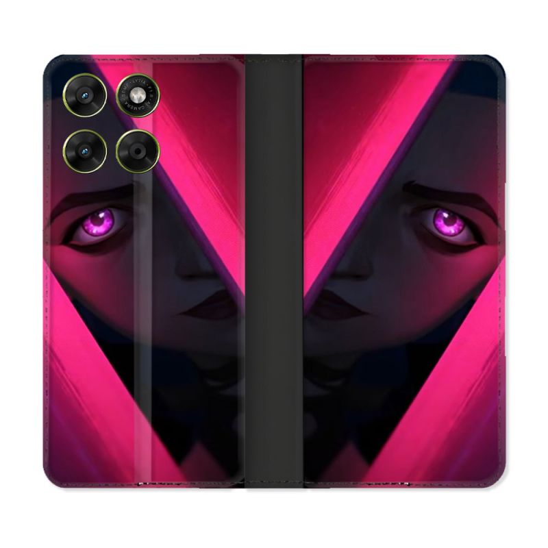 Housse Cuir Portefeuille Pour Motorola Moto G67 / G77 / G87 Arcane Jinx Rose