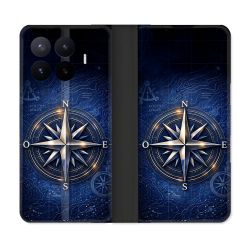Housse Cuir Portefeuille Pour Xiaomi 17T Voyage Rose des Vents Marine