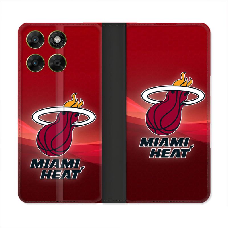 Housse Cuir Portefeuille Pour Motorola Moto G67 / G77 / G87 Basket Miami Heat