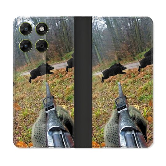 Housse Cuir Portefeuille Pour Motorola Moto G67 / G77 / G87 Chasse Vision Tir