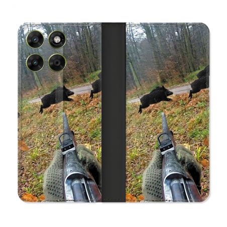 Housse Cuir Portefeuille Pour Motorola Moto G67 / G77 / G87 Chasse Vision Tir