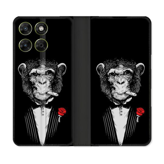 Housse Cuir Portefeuille Pour Motorola Moto G67 / G77 / G87 Decale Singe Mafia