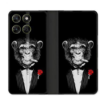 Housse Cuir Portefeuille Pour Motorola Moto G67 / G77 / G87 Decale Singe Mafia