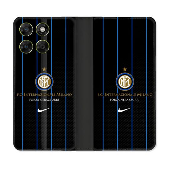 Housse Cuir Portefeuille Pour Motorola Moto G67 / G77 / G87 Foot Inter Milan