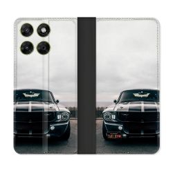 Housse Cuir Portefeuille Pour Motorola Moto G67 / G77 / G87 Ford Mustang GT500 Vintage