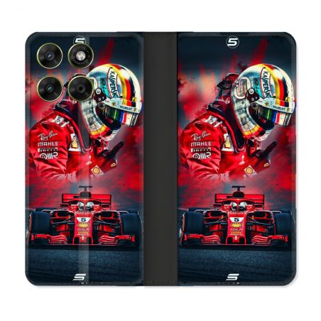 Housse Cuir Portefeuille Pour Motorola Moto G67 / G77 / G87 Formule 1 F1 Ferrari
