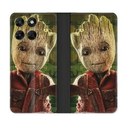 Housse Cuir Portefeuille Pour Motorola Moto G67 / G77 / G87 Groot Vert