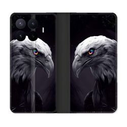 Housse Cuir Portefeuille Pour Xiaomi 17T Pro Animal Aigle Royal Noir