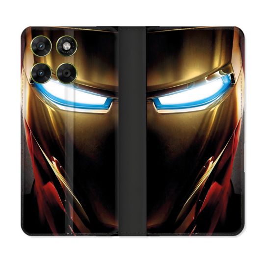 Housse Cuir Portefeuille Pour Motorola Moto G67 / G77 / G87 Iron Man Casque