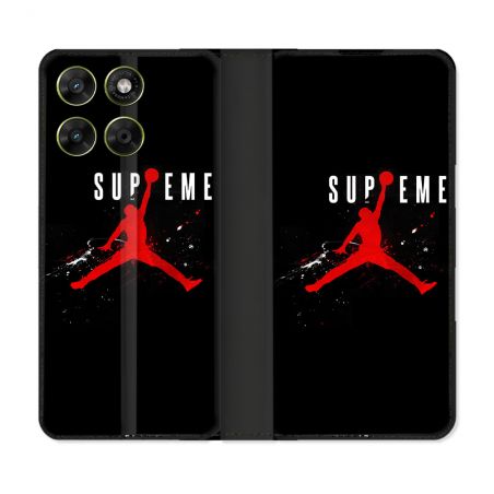 Housse Cuir Portefeuille Pour Motorola Moto G67 / G77 / G87 Jordan Supreme Noir