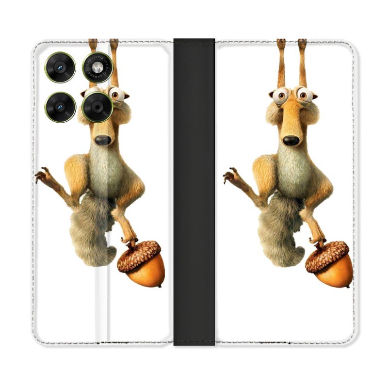 Housse Cuir Portefeuille Pour Motorola Moto G67 / G77 / G87 L'âge de Glace Scratch Suspendu