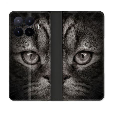 Housse Cuir Portefeuille Pour Xiaomi 17T Pro Animal Chat Gris