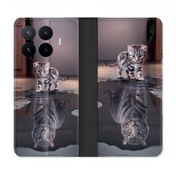 Housse Cuir Portefeuille Pour Xiaomi 17T Pro Animal Chat Reflet