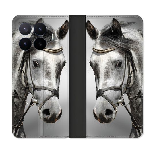 Housse Cuir Portefeuille Pour Xiaomi 17T Pro Animal Cheval Blanc