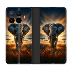 Housse Cuir Portefeuille Pour Xiaomi 17T Pro Animal Elephant Savane