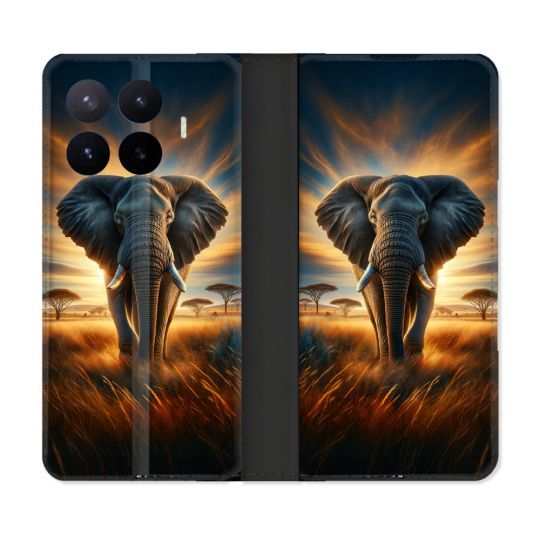 Housse Cuir Portefeuille Pour Xiaomi 17T Pro Animal Elephant Savane