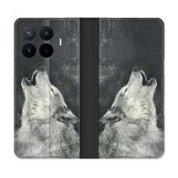 Housse Cuir Portefeuille Pour Xiaomi 17T Pro Animal Loup Hurlement