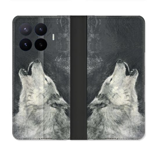 Housse Cuir Portefeuille Pour Xiaomi 17T Pro Animal Loup Hurlement