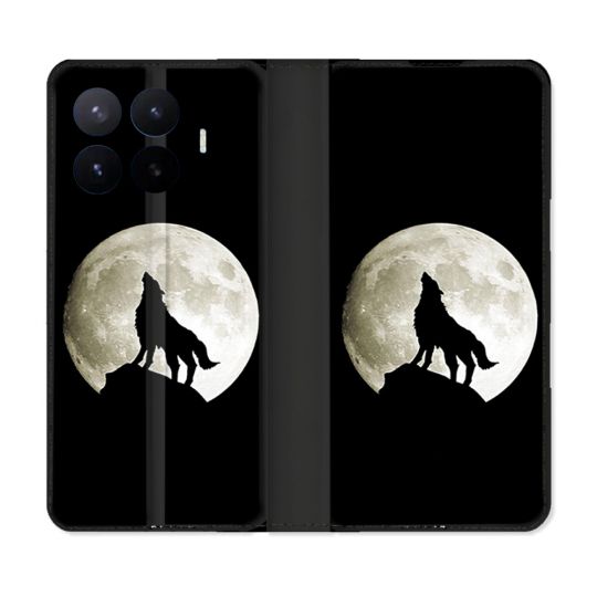 Housse Cuir Portefeuille Pour Xiaomi 17T Pro Animal Loup Noir
