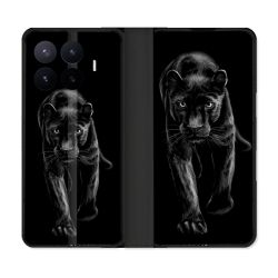 Housse Cuir Portefeuille Pour Xiaomi 17T Pro Animal Panthère Noire