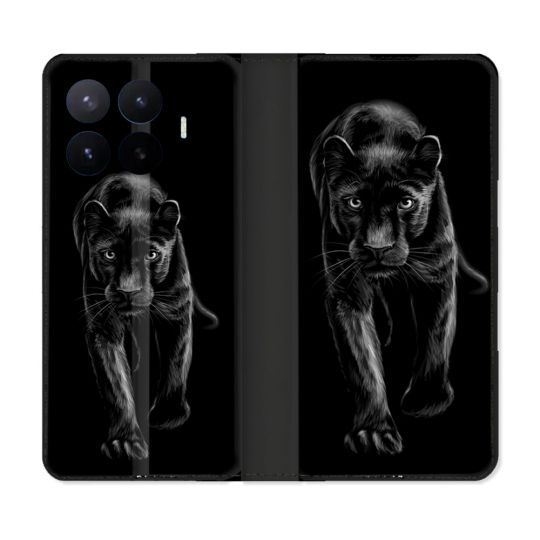 Housse Cuir Portefeuille Pour Xiaomi 17T Pro Animal Panthère Noire