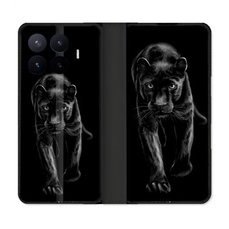 Housse Cuir Portefeuille Pour Xiaomi 17T Pro Animal Panthère Noire