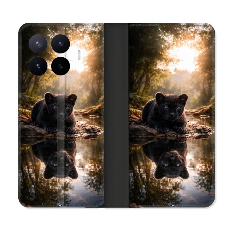 Housse Cuir Portefeuille Pour Xiaomi 17T Pro Animal Panthère Reflet