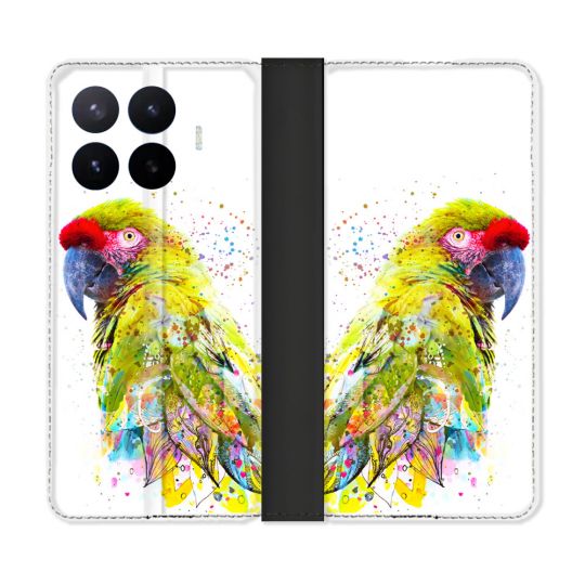 Housse Cuir Portefeuille Pour Xiaomi 17T Pro Animal Perroquet Jaune
