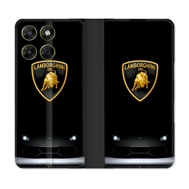 Housse Cuir Portefeuille Pour Motorola Moto G67 / G77 / G87 Lamborghini Noir