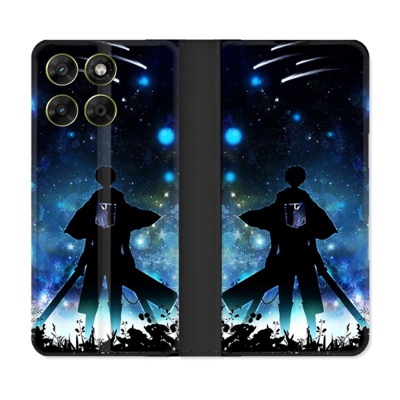 Housse Cuir Portefeuille Pour Motorola Moto G67 / G77 / G87 Manga Attaque Titans Levi
