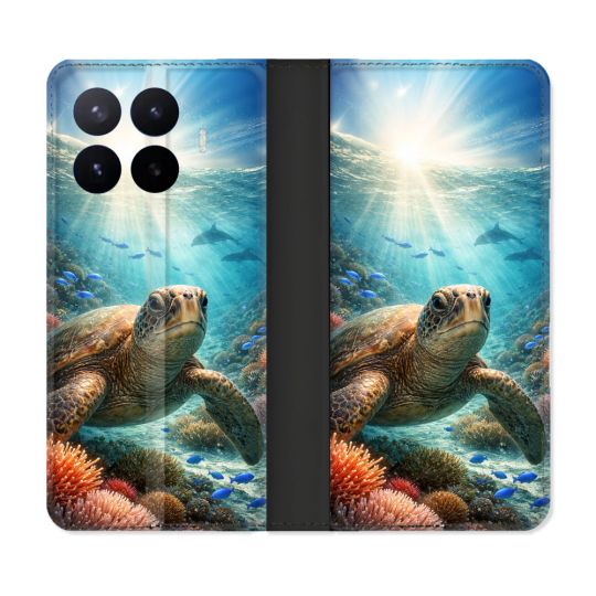 Housse Cuir Portefeuille Pour Xiaomi 17T Pro Animal Tortue Marine