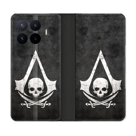 Housse Cuir Portefeuille Pour Xiaomi 17T Pro Assassin Creed Tete Mort