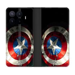 Housse Cuir Portefeuille Pour Xiaomi 17T Pro Captain America Bouclier