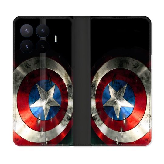 Housse Cuir Portefeuille Pour Xiaomi 17T Pro Captain America Bouclier