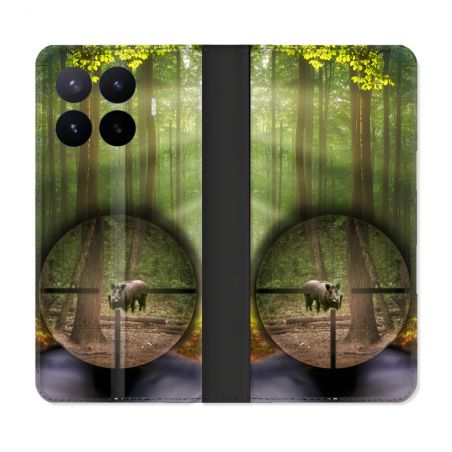 Housse Cuir Portefeuille Pour Xiaomi 17T Pro Chasse Sanglier Viseur