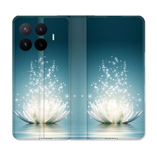Housse Cuir Portefeuille Pour Xiaomi 17T Pro Fleur Lotus Blanc