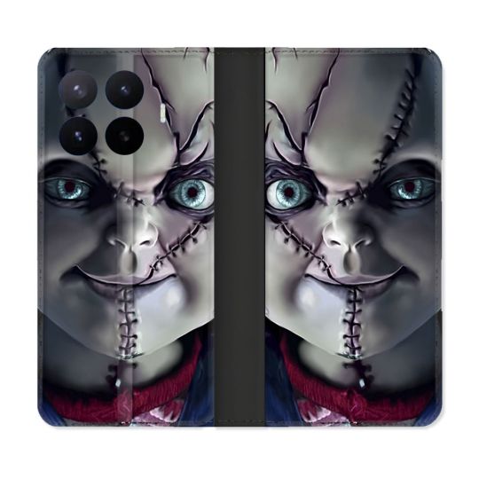 Housse Cuir Portefeuille Pour Xiaomi 17T Pro Horreur Chucky Cicatrice