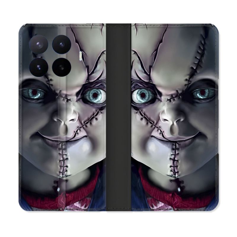 Housse Cuir Portefeuille Pour Xiaomi 17T Pro Horreur Chucky Cicatrice