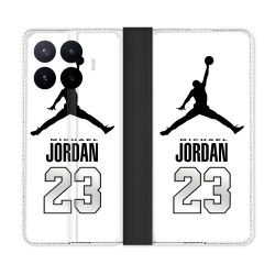 Housse Cuir Portefeuille Pour Xiaomi 17T Pro Jordan 23 Blanc