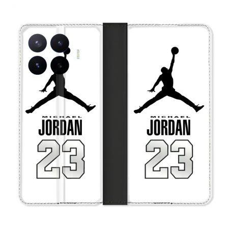 Housse Cuir Portefeuille Pour Xiaomi 17T Pro Jordan 23 Blanc