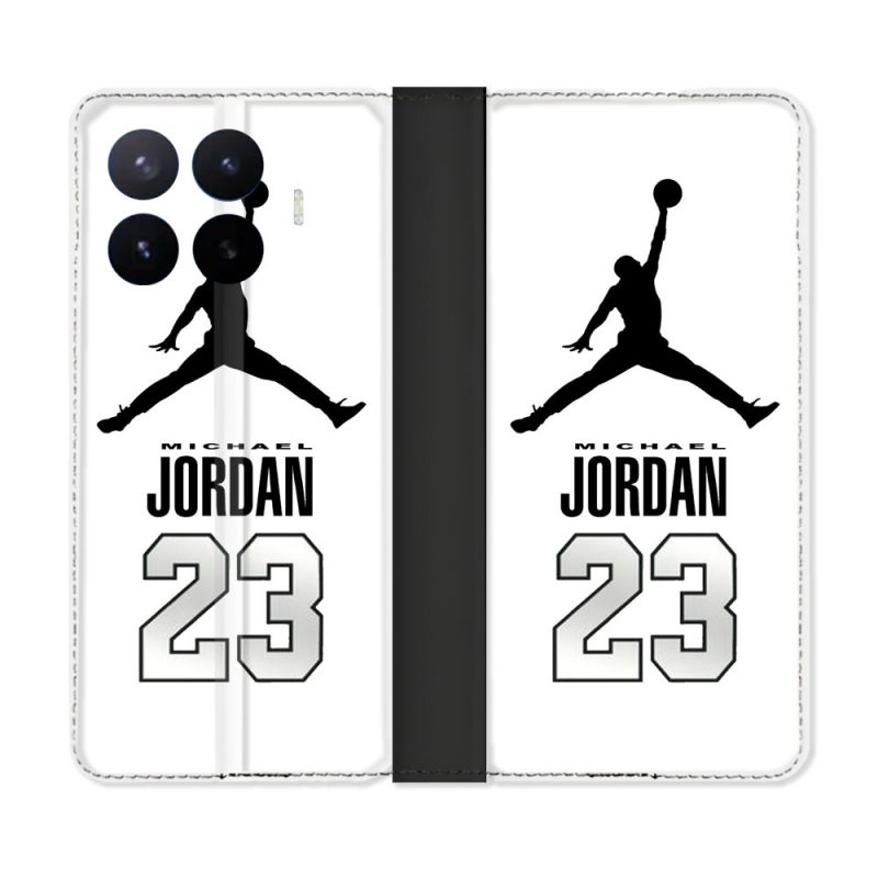 Housse Cuir Portefeuille Pour Xiaomi 17T Pro Jordan 23 Blanc