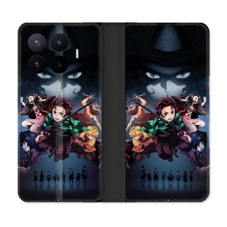 Housse Cuir Portefeuille Pour Xiaomi 17T Pro Manga Demon Slayer Noir